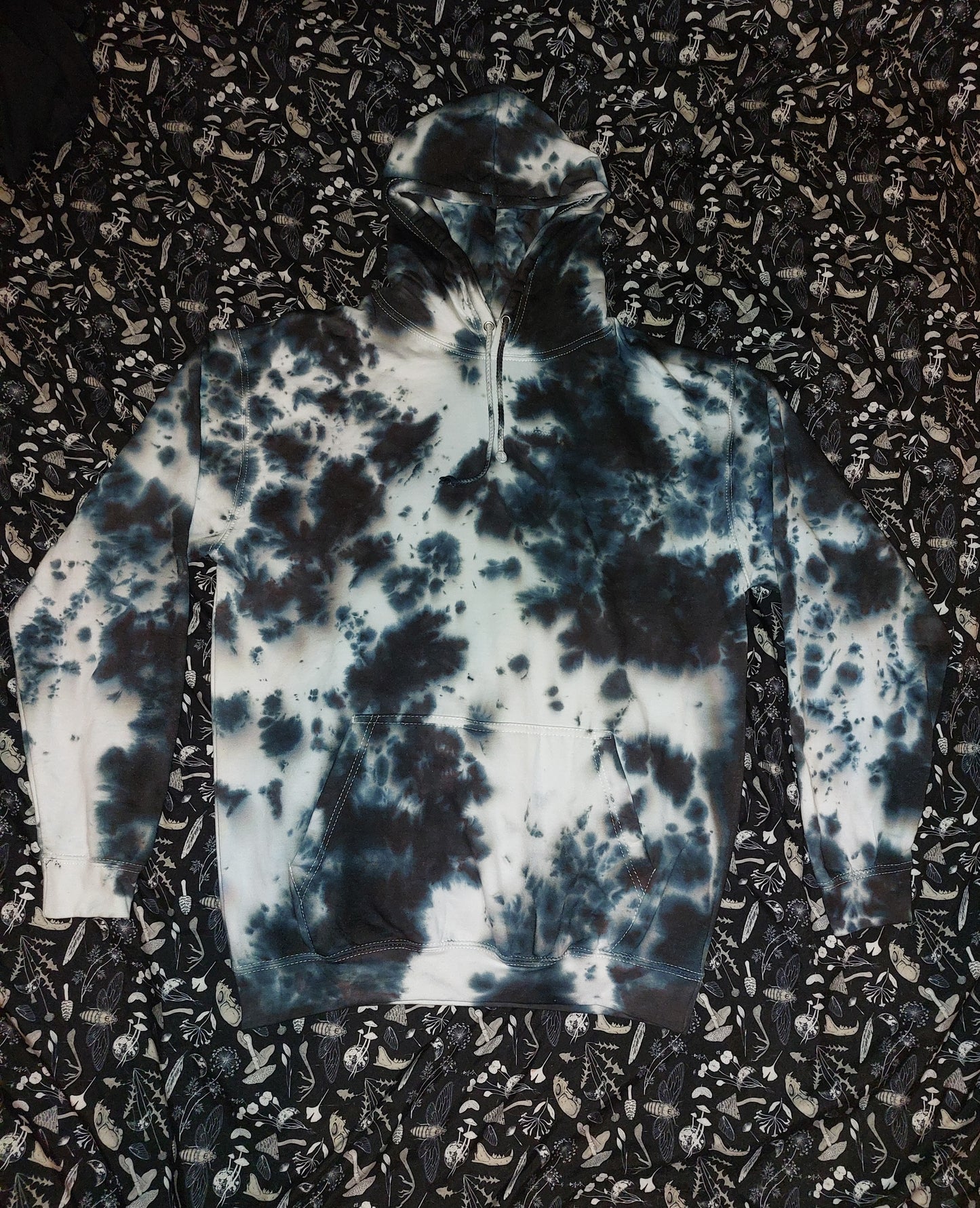 Tie Dye black & white monochrome hoodie UNISEX XS-5XL