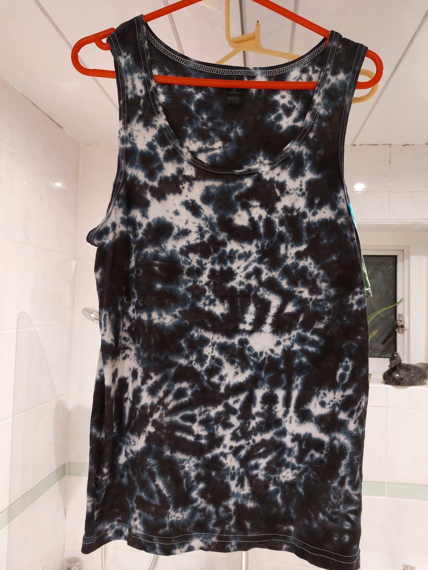 Black scrunch festival tie dye t shirt tank vest top men's summer size S-2XL