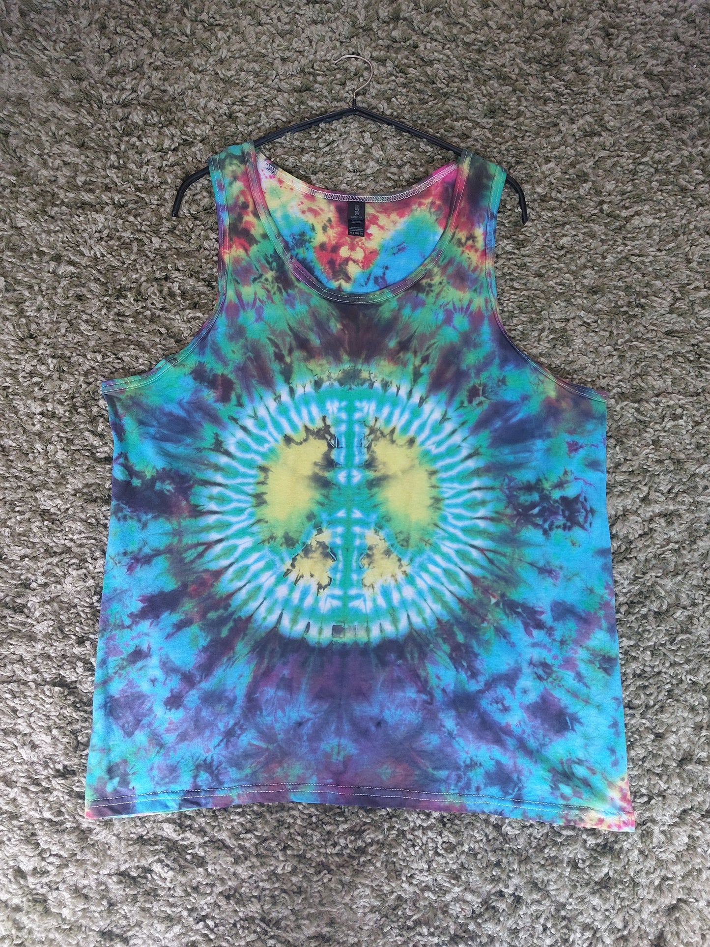 Rainbow peace sign CND festival tie dye t shirt tank vest top men's summer size S-2XL