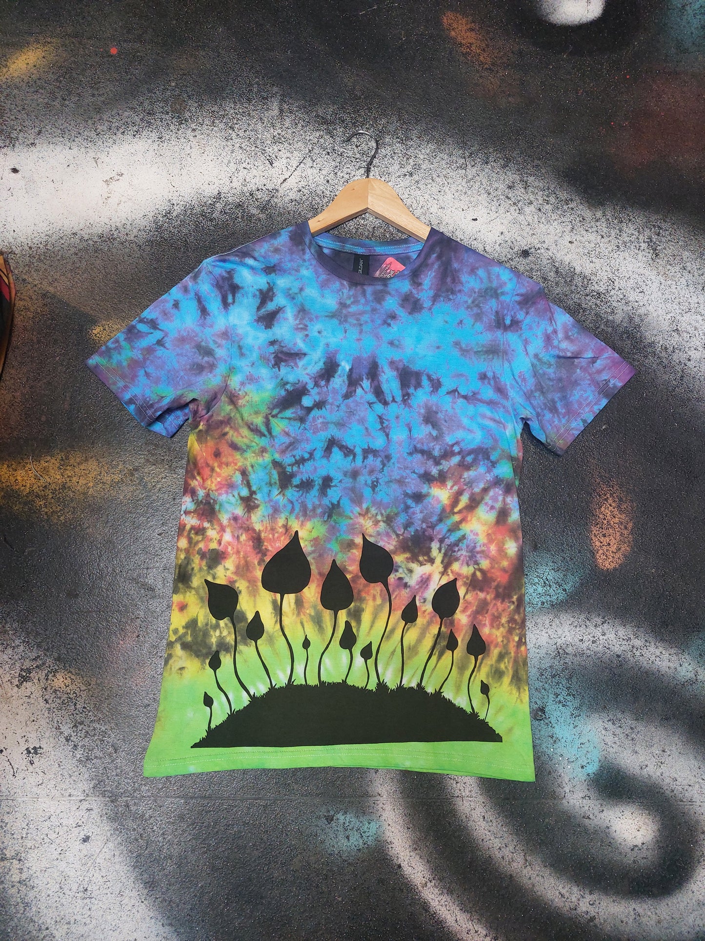 Tie Dye magic mushroom T shirt handprinted print UNISEX S-5XL