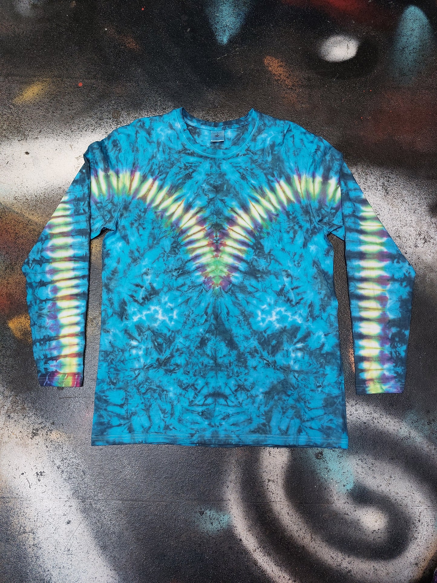Tie Dye rainbow V long sleeve T shirt UNISEX S-4XL