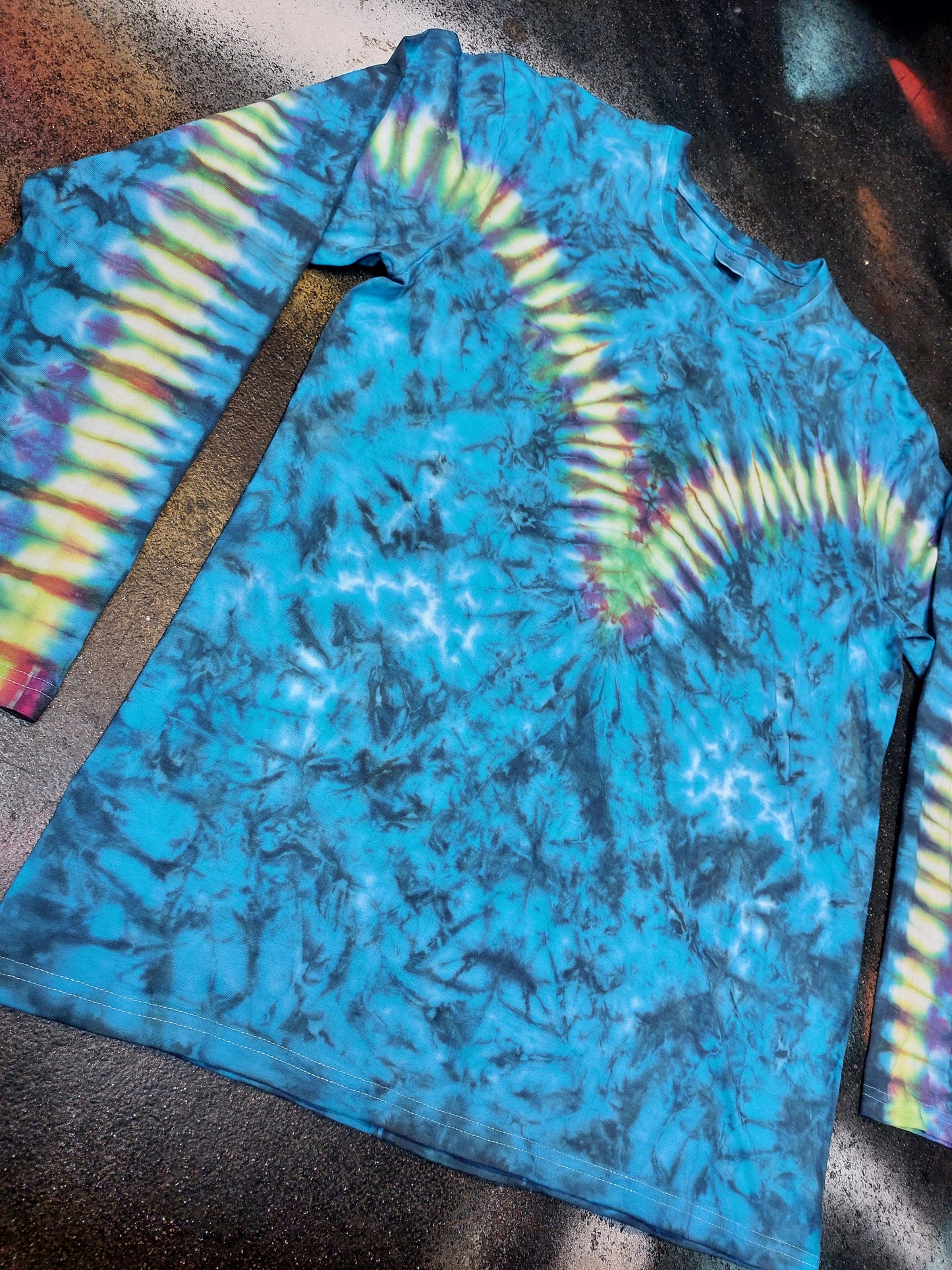 Tie Dye rainbow V long sleeve T shirt UNISEX S-4XL