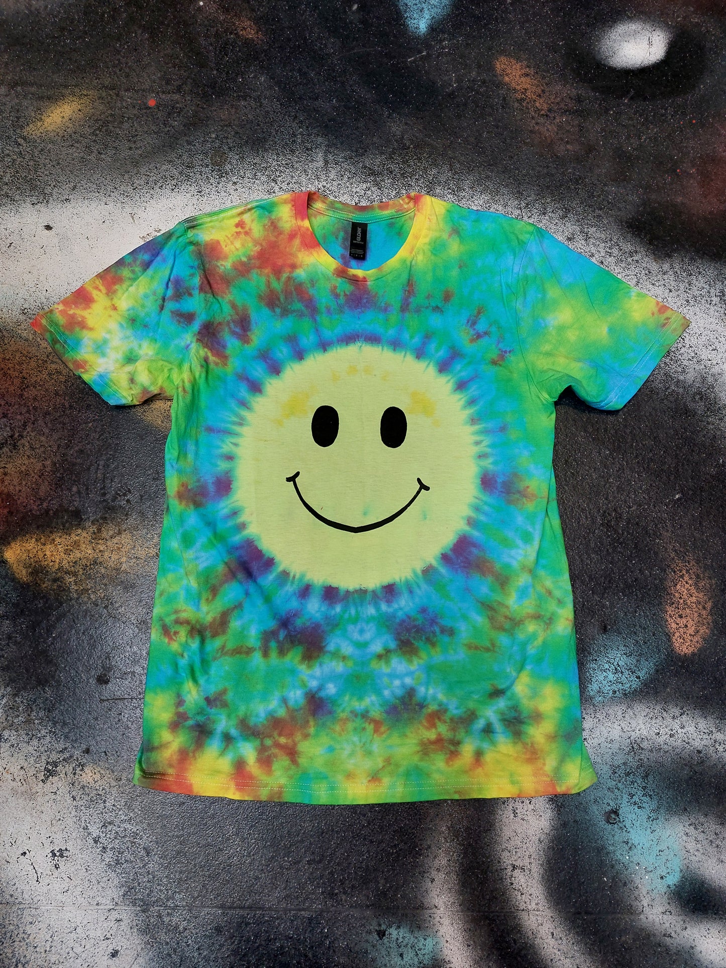 UV Reactive Acid Smiley Face Tie Dye Rave T Shirt sizes S-5XL