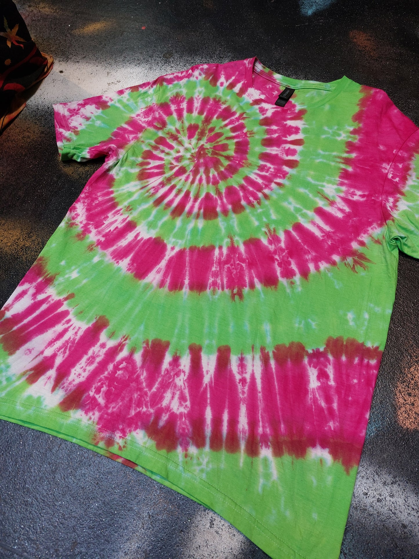 Tie Dye pink green acid 90s spiral festival hippy handmade T shirt UNISEX S-5XL