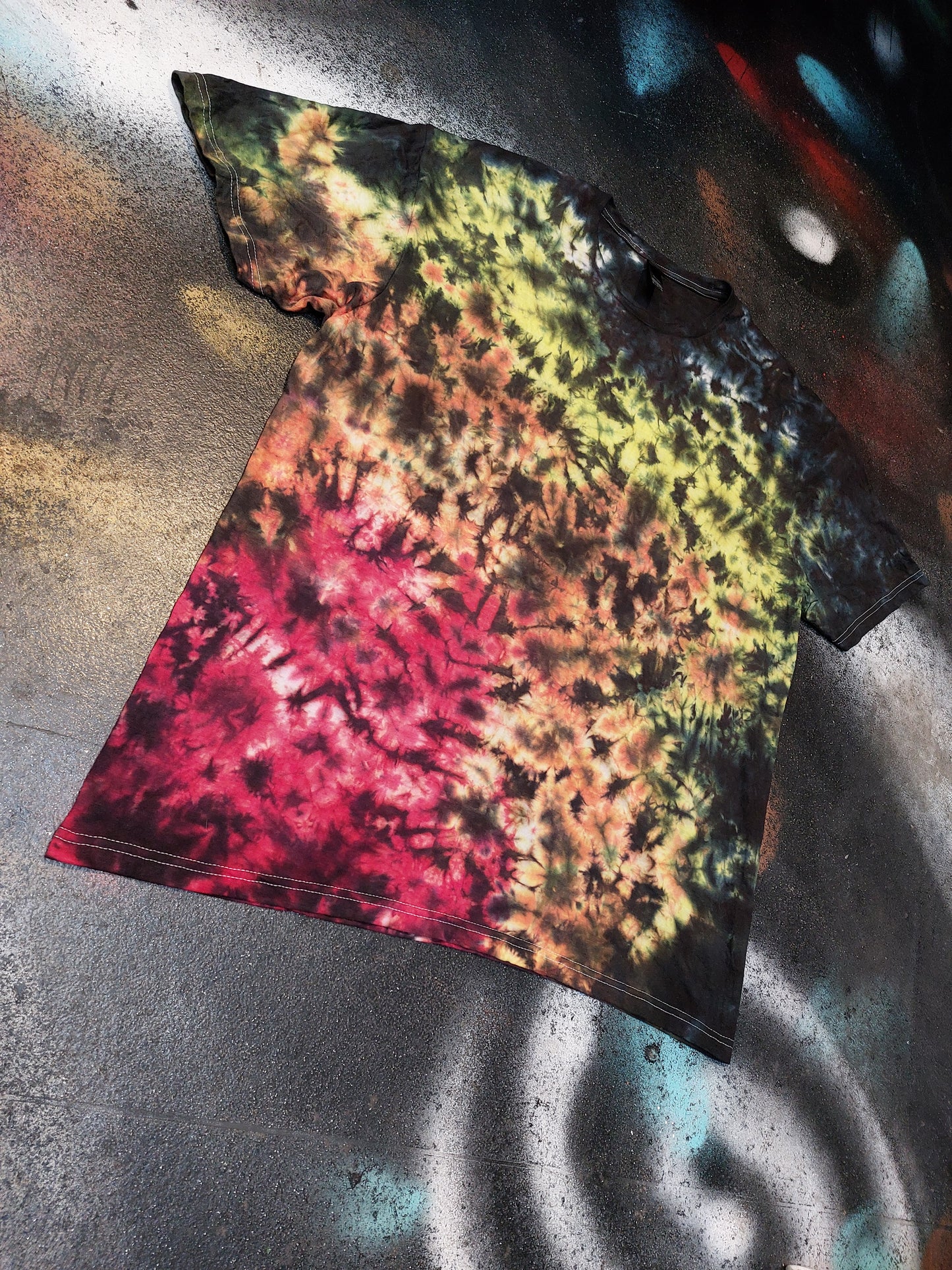 Tie Dye black fire scrunch T shirt UNISEX S-5XL