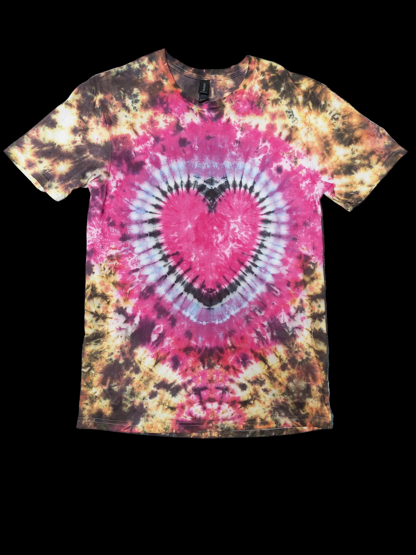Tie Dye Heart T shirt pink orange black S-5XL