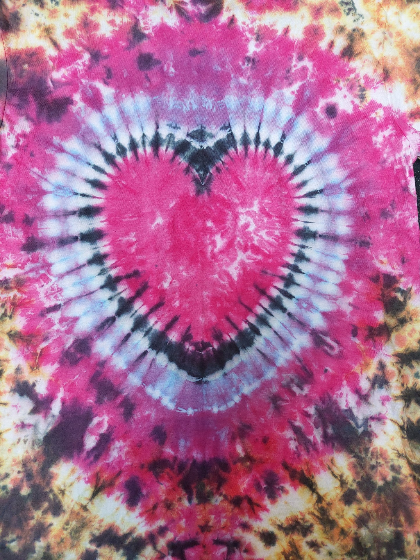 Tie Dye Heart T shirt pink orange black S-5XL