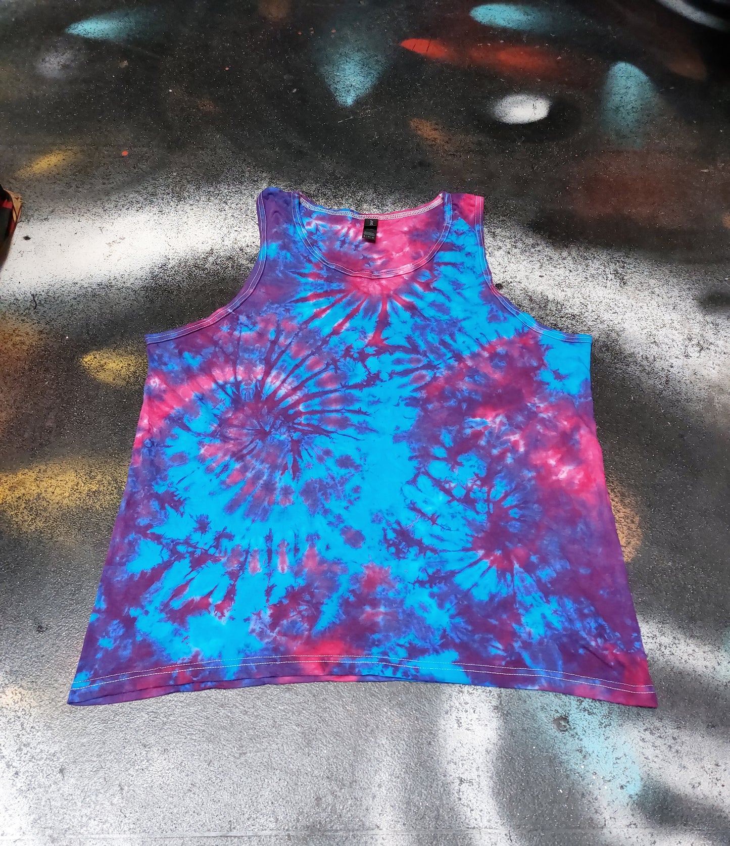 Pink Blue scrunch festival tie dye t shirt tank vest top men's summer size S-2XL