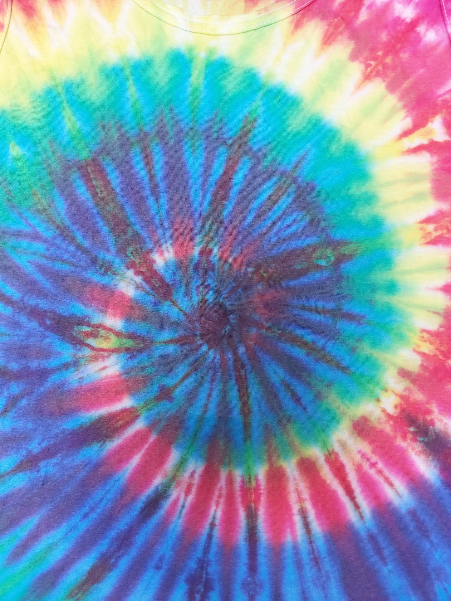 Rainbow spiral festival tie dye t shirt tank vest top men's summer size S-2XL