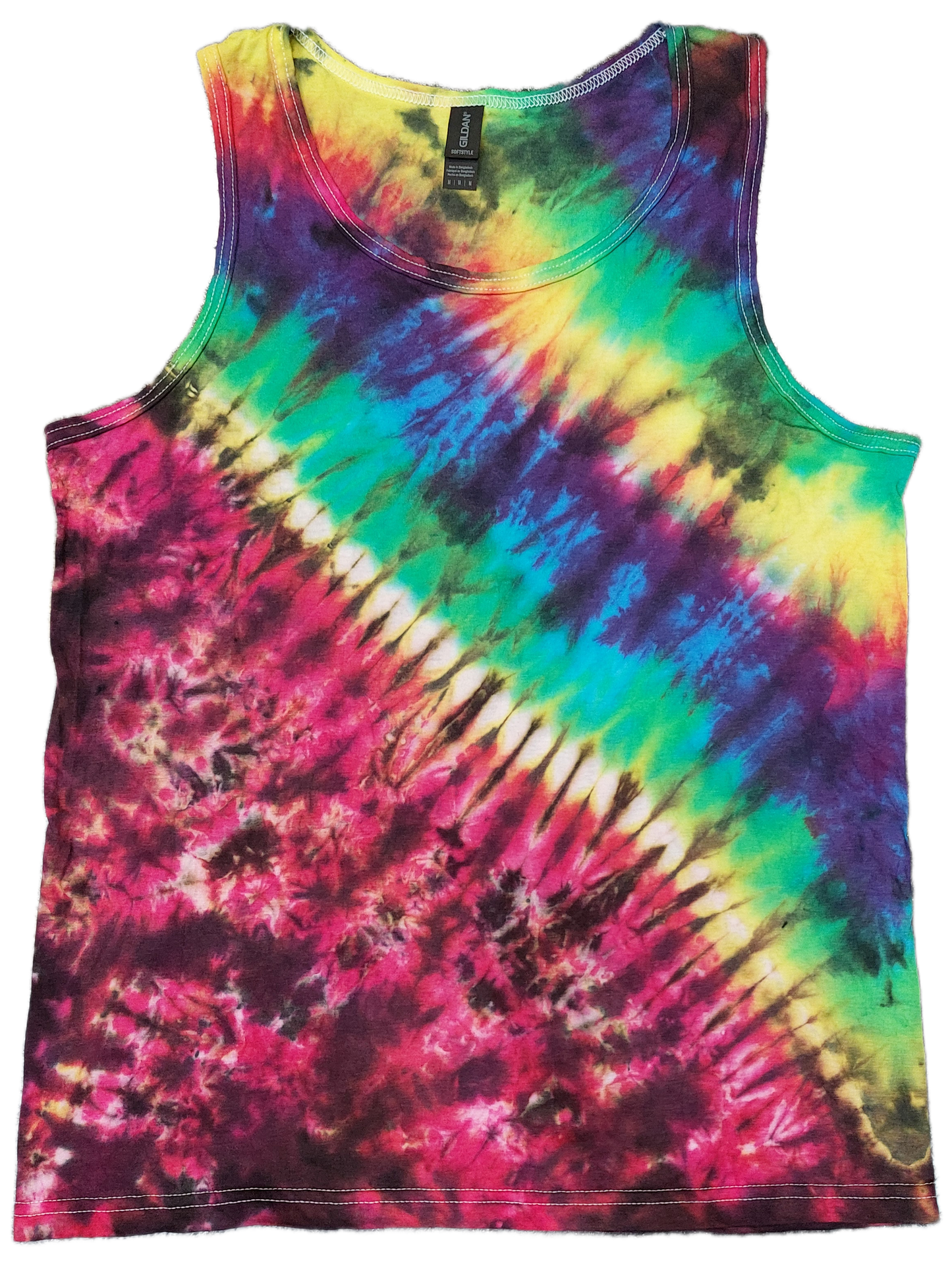 Rainbow festival tie dye t shirt tank vest top men's summer size S-2XL