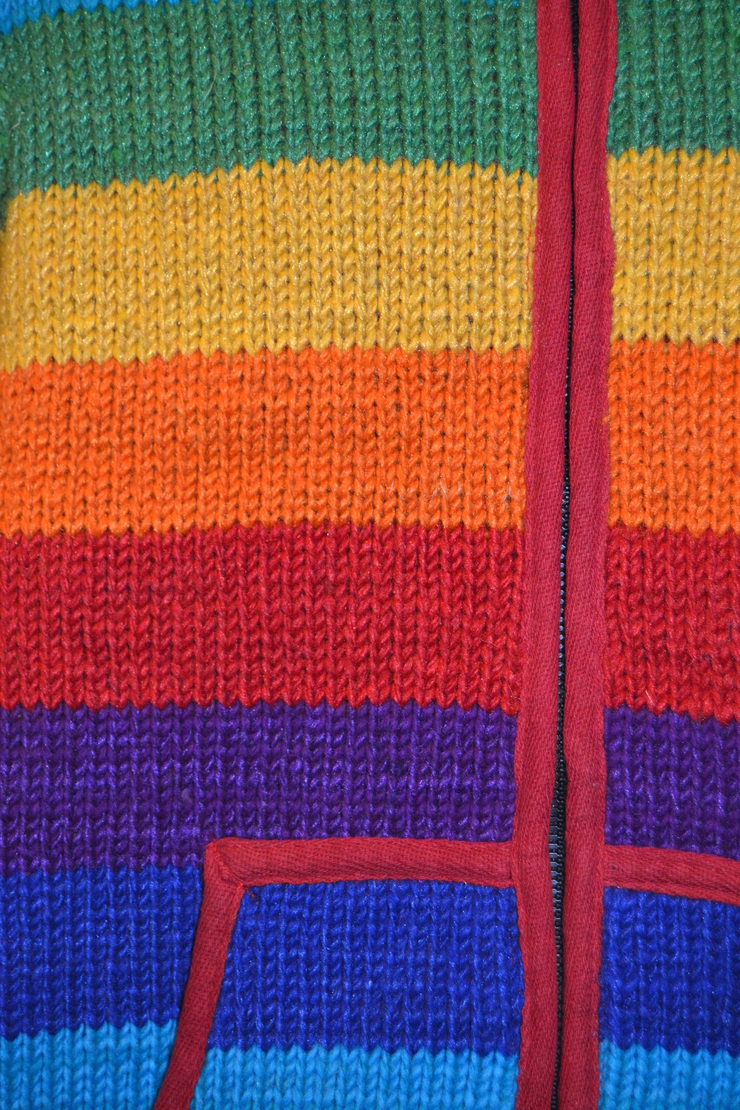 Rainbow Stripe Wool Fleece Lined Coat