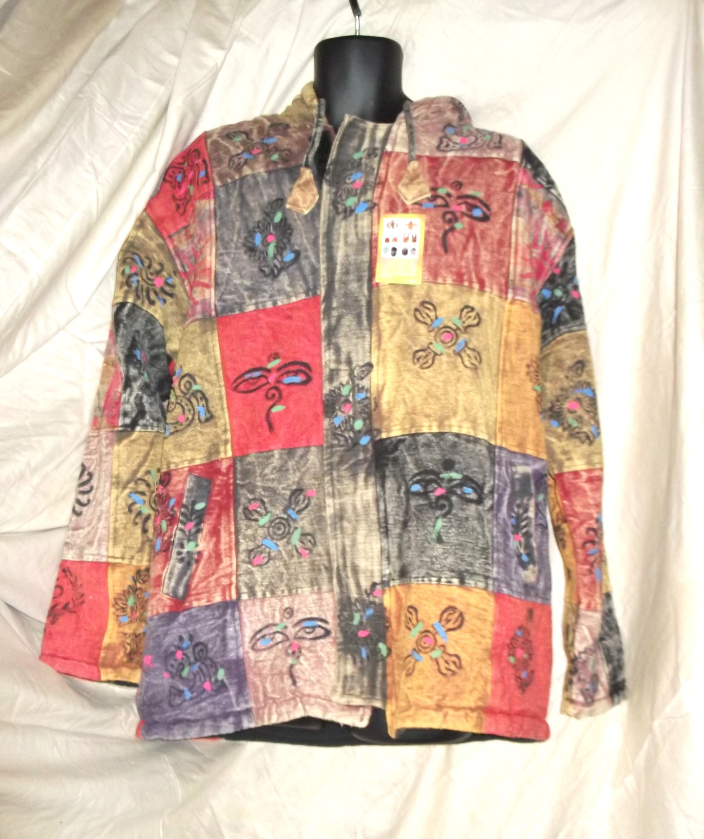 Patchwork Hippy Stonewashed Fleece Lined Coat