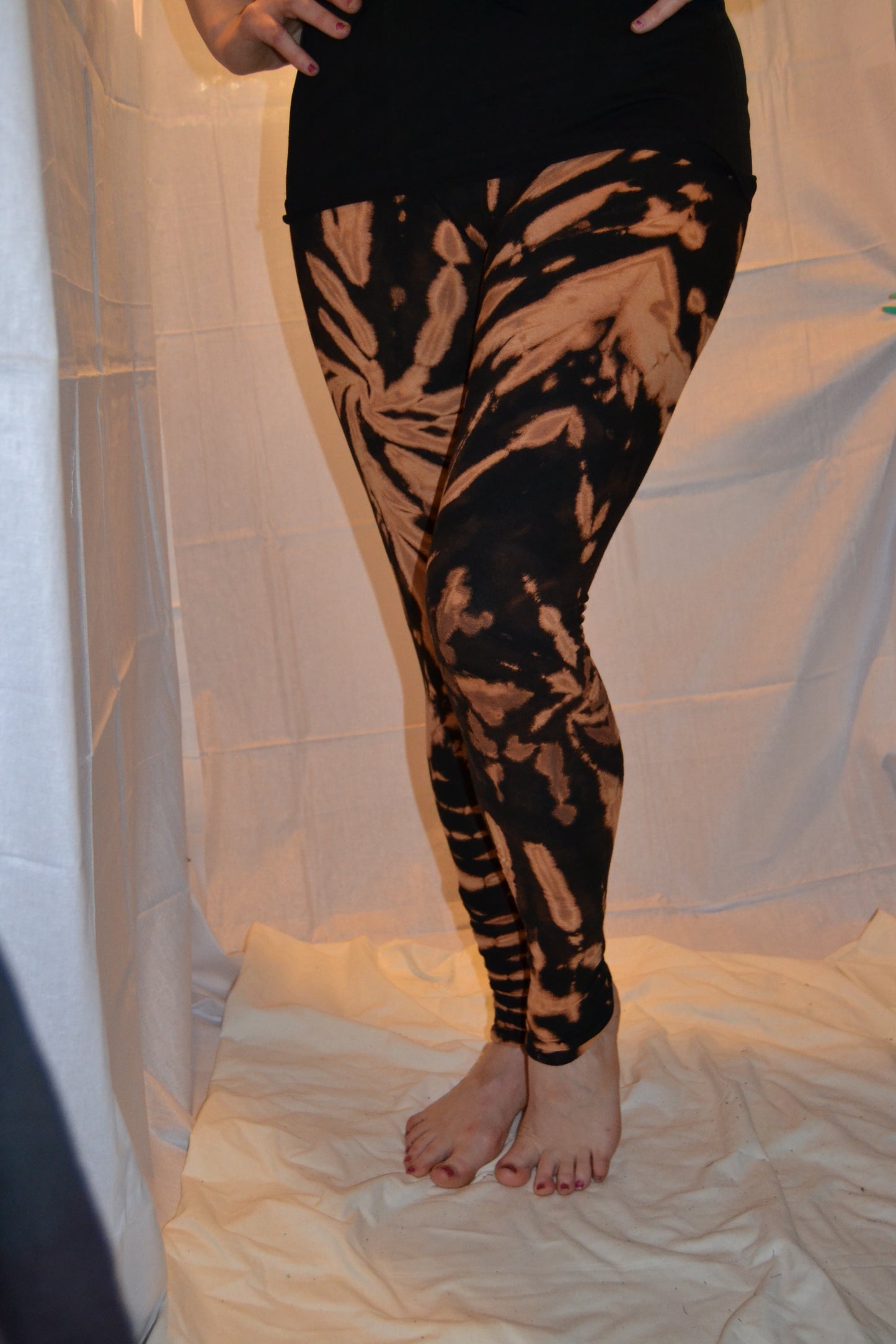 Tie Dye Psychedelic Handmade Leggings Black Brown FREESIZE