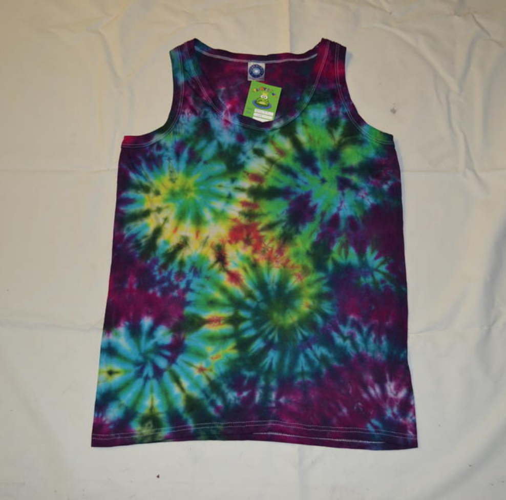 Rainbow Galaxy scrunch festival tie dye t shirt tank vest top men's summer size S-2XL