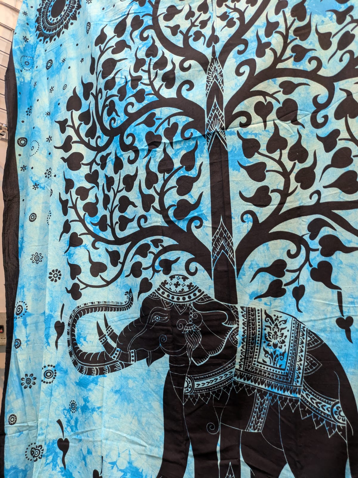 Elephant Tree Turquoise Blue Large bedspread wall hanging tapestry