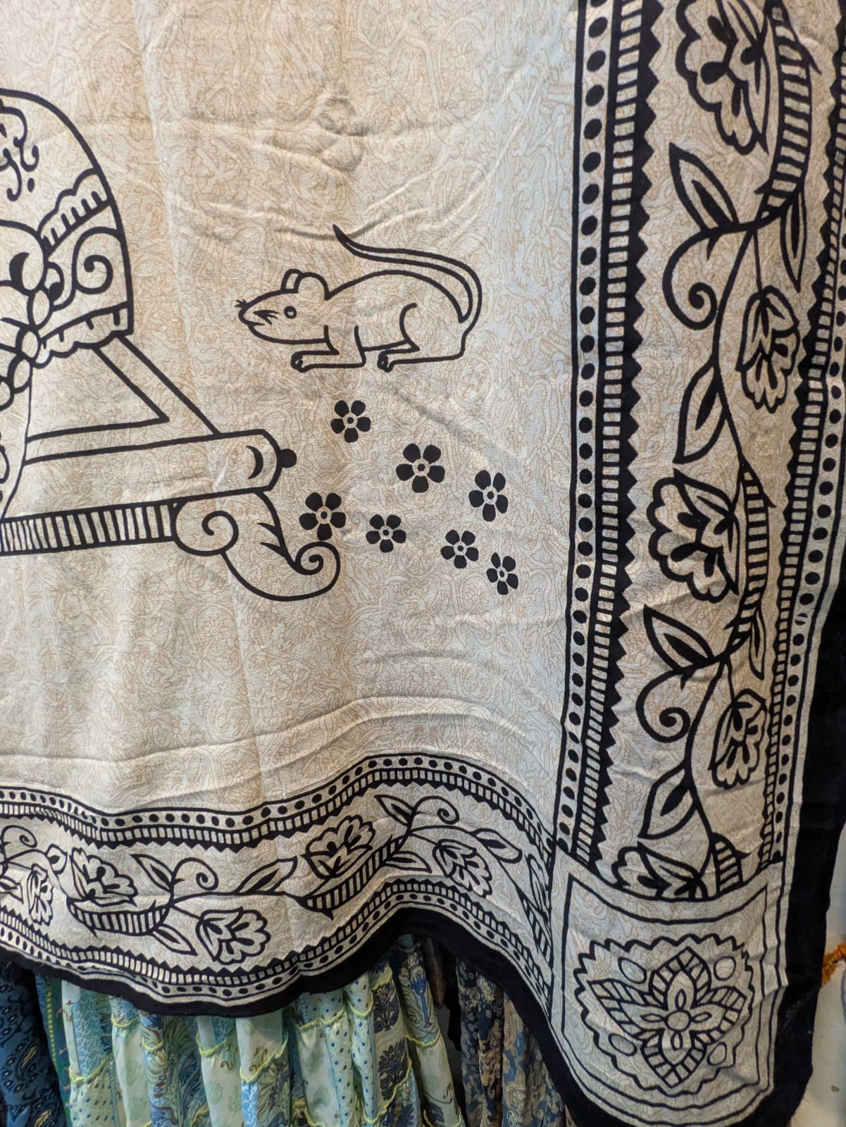 Ganesh Hindu God print white Large bedspread wall hanging tapestry