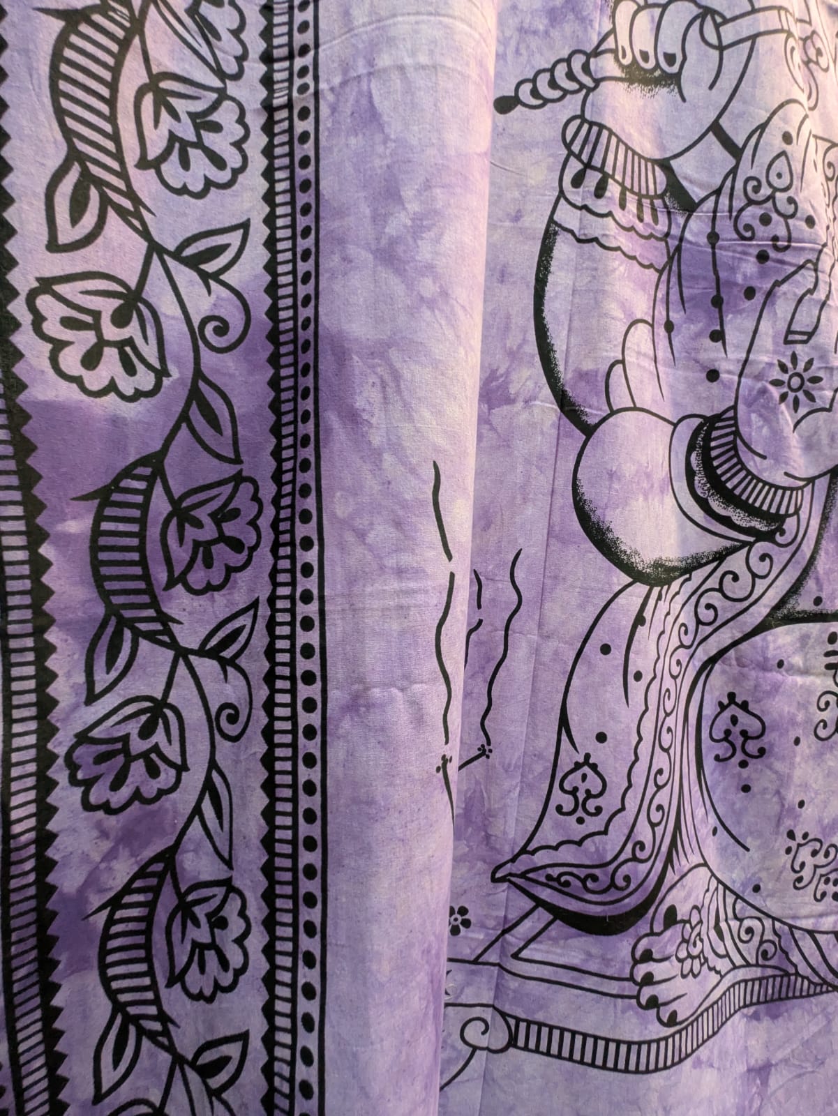 Ganesh Hindu God print purple tie dye Large bedspread wall hanging tapestry