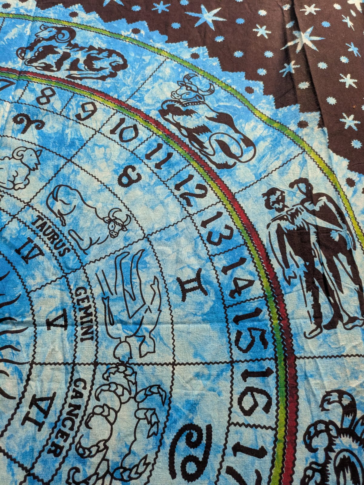 Zodiac blue turquoise Large bedspread wall hanging tapestry
