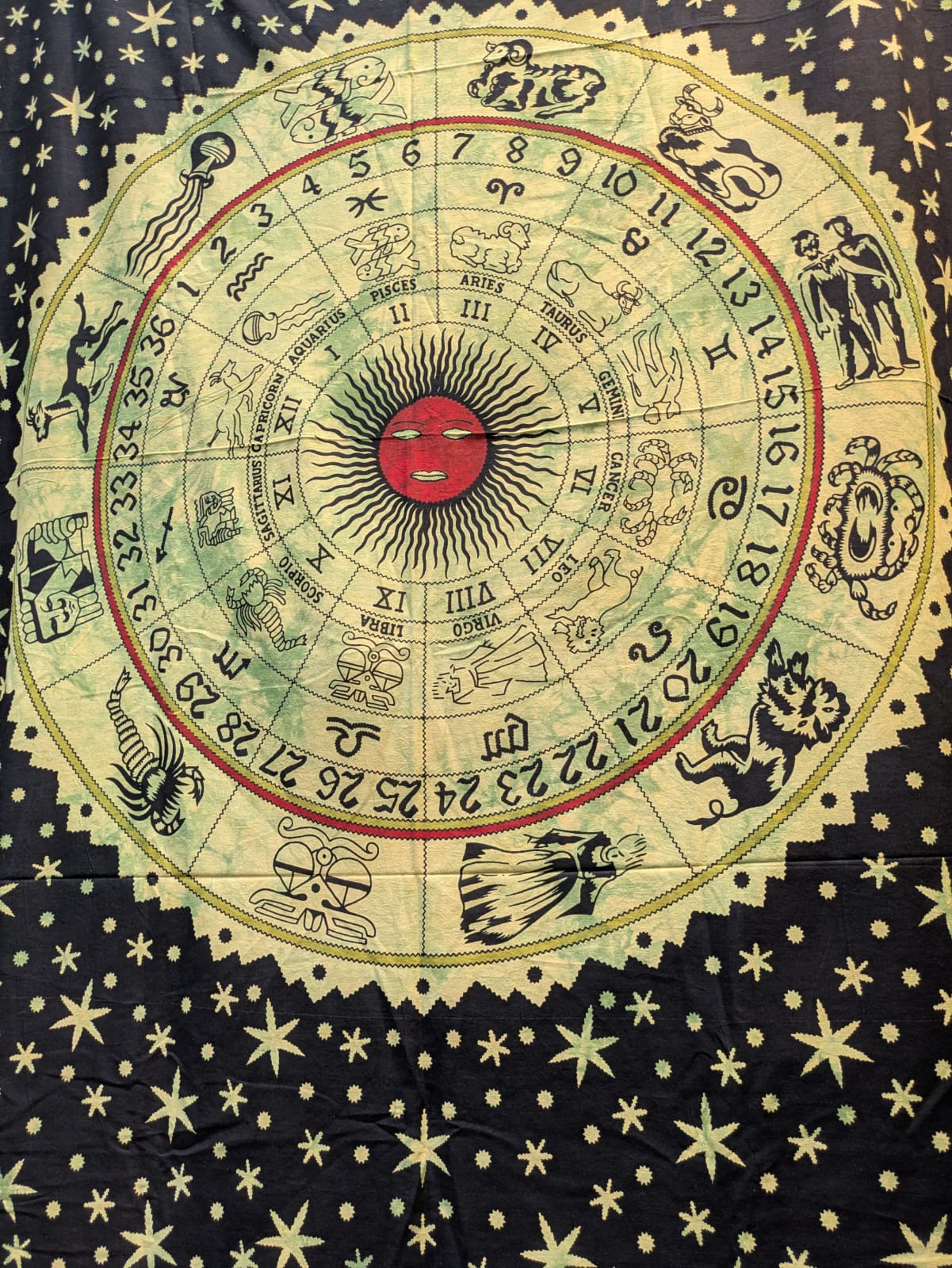 Zodiac green Large bedspread wall hanging tapestry