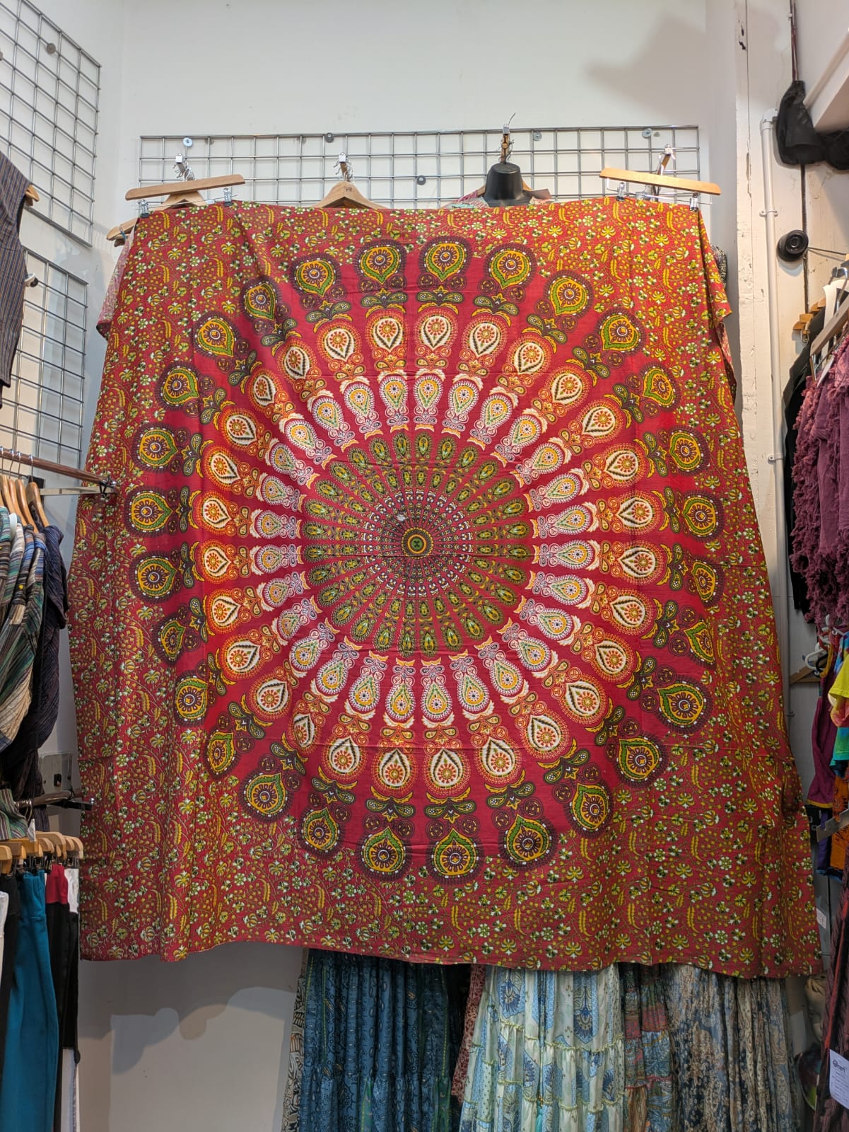 Peacock Mandala Red Orange Large bedspread wall hanging tapestry