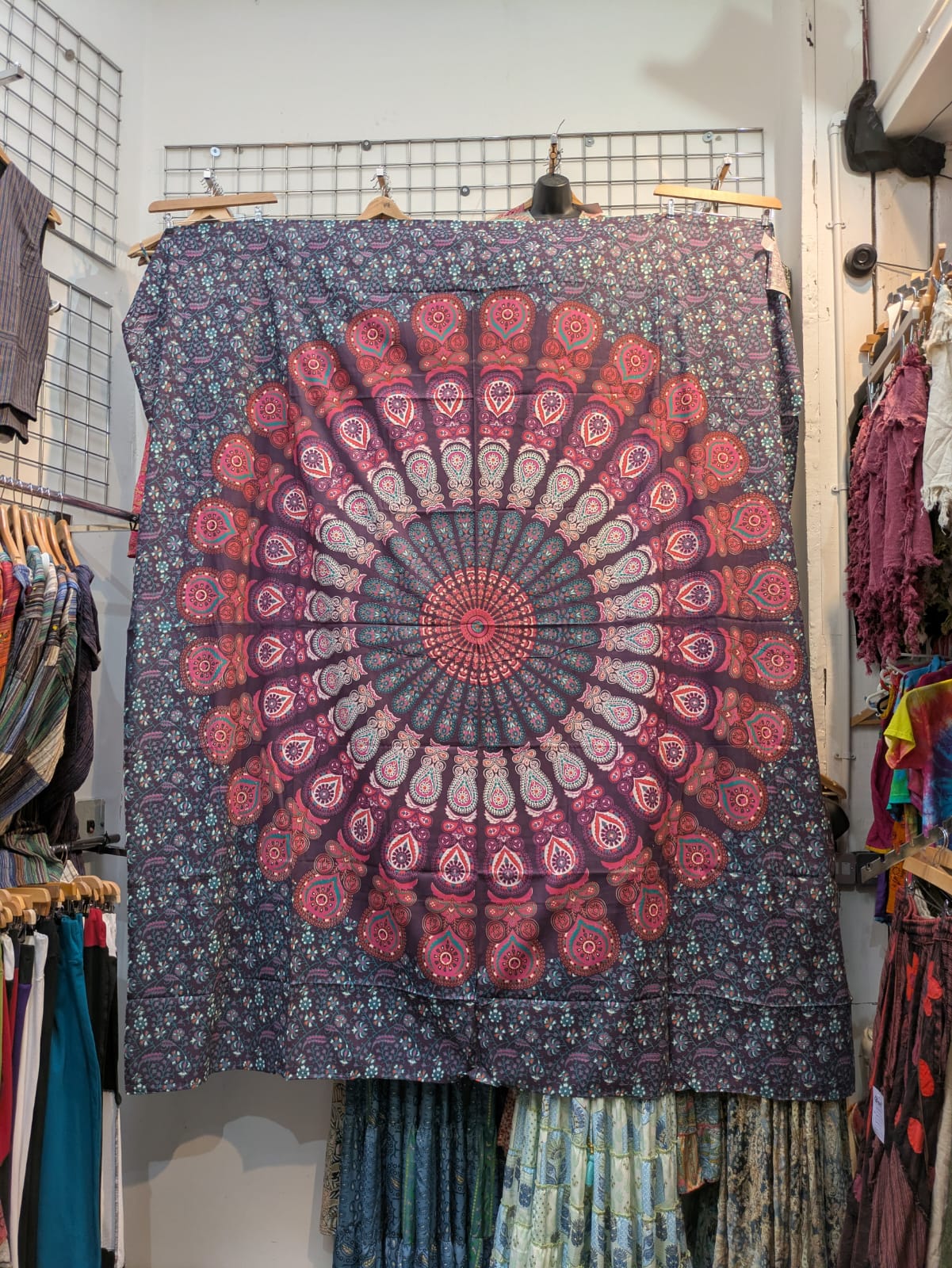 Peacock Mandala Purple Red Pink Large bedspread wall hanging tapestry