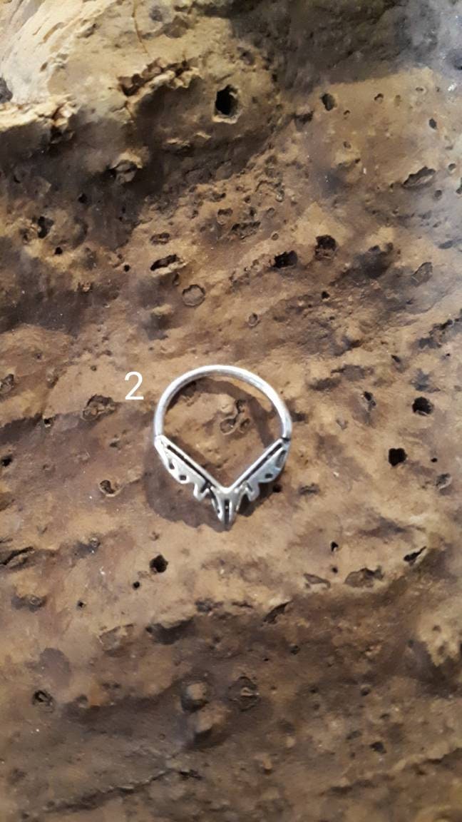 Ornate Indian Tribal brass silver Septum Ring Seamless nose Goa hippy