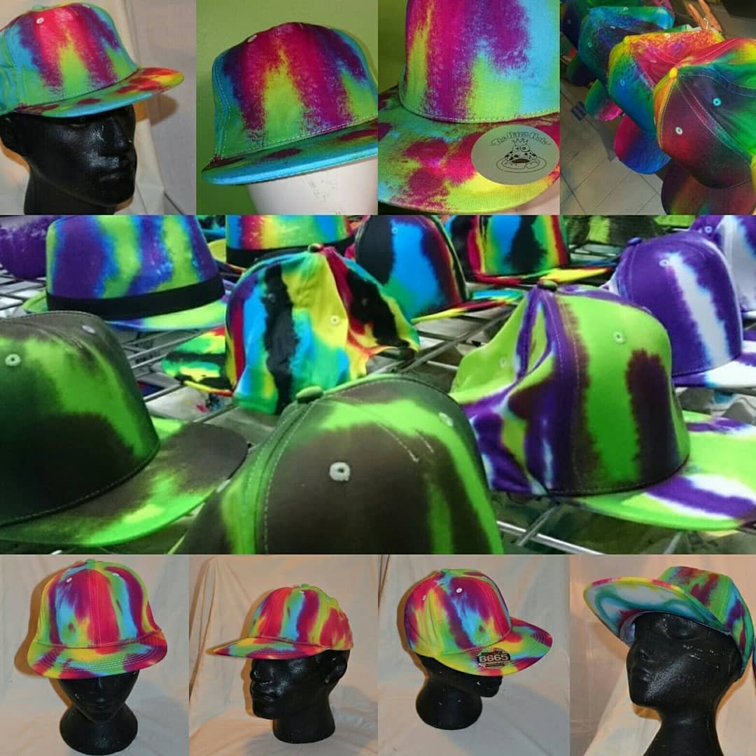 Handmade Tie Dye Snap back Cap Rave Hat Rainbow Multi Colour Festival