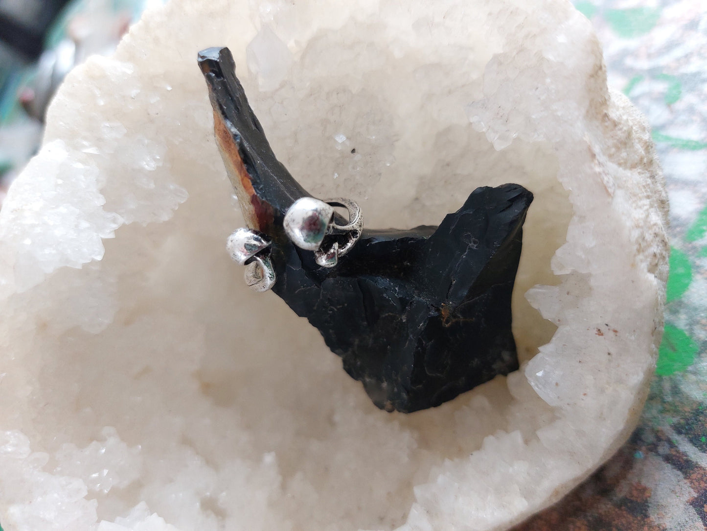 Mushroom Ring, adjustable, one size, Silver or Gold, open ring, nature