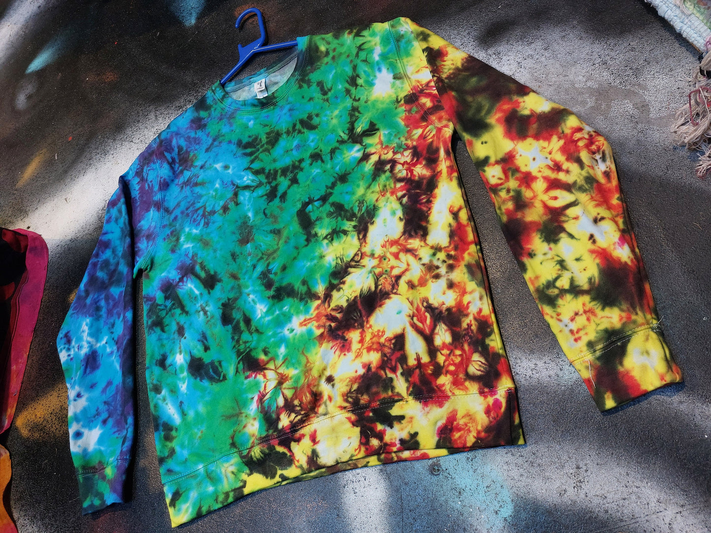 Tie Dye black rainbow scrunch trippy hippy sweatshirt hoodie UNISEX XS-5XL