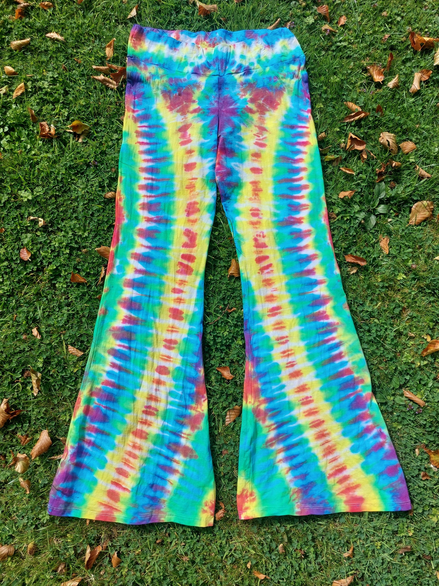 Tie Dye Psychedelic Handmade Hippy Flares Leggings Yoga pants Rainbow Pride