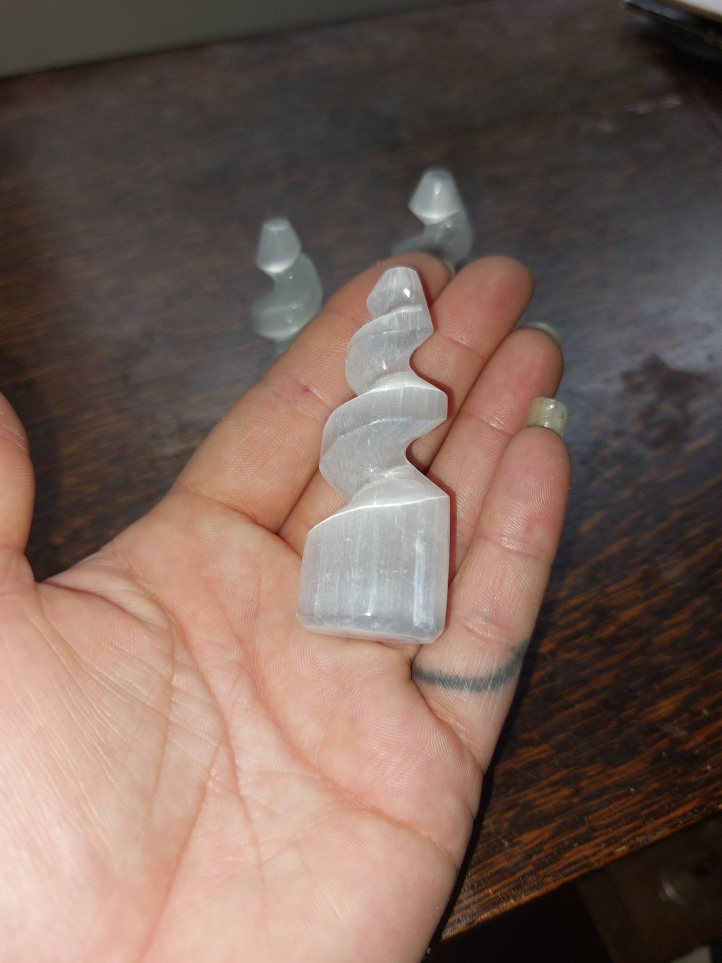 Selenite Mini Spiral Horn Tower