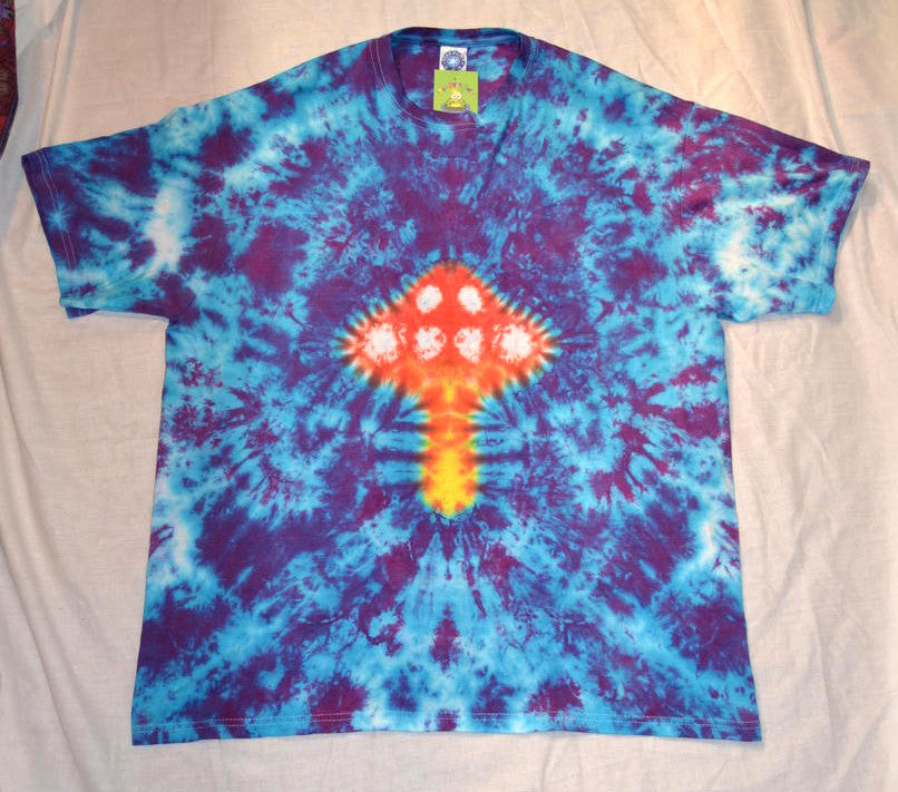 Tie Dye Magic Mushroom T Shirt Purple Blue handmade unique fairy UNISEX S-5XL