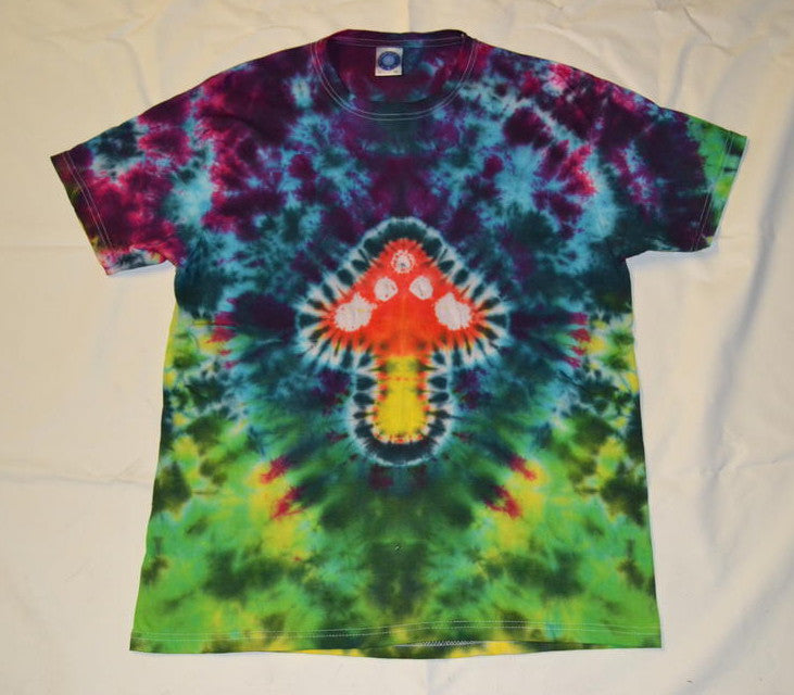 Tie Dye Magic Mushroom T Shirt Dark Rainbow handmade unique fairy UNISEX S-5XL