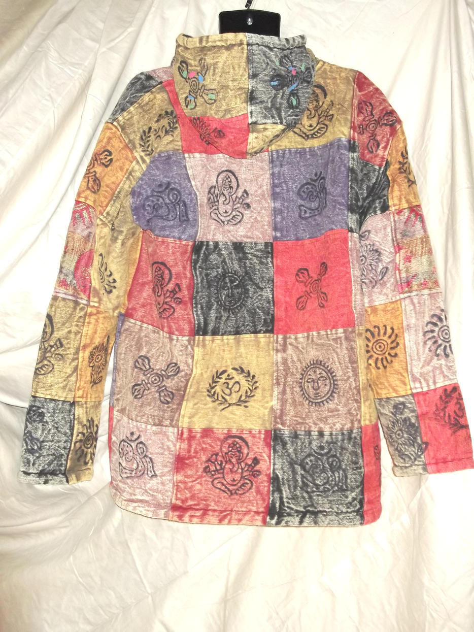 Patchwork Hippy Stonewashed Fleece Lined Coat