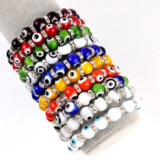 Evil Eye Glass Bead elastic Bracelet