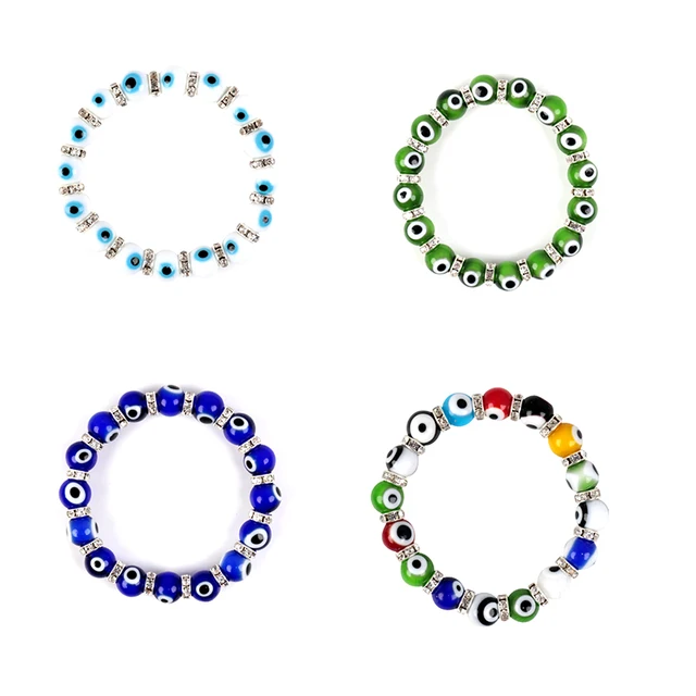 Evil Eye Glass Bead elastic Bracelet