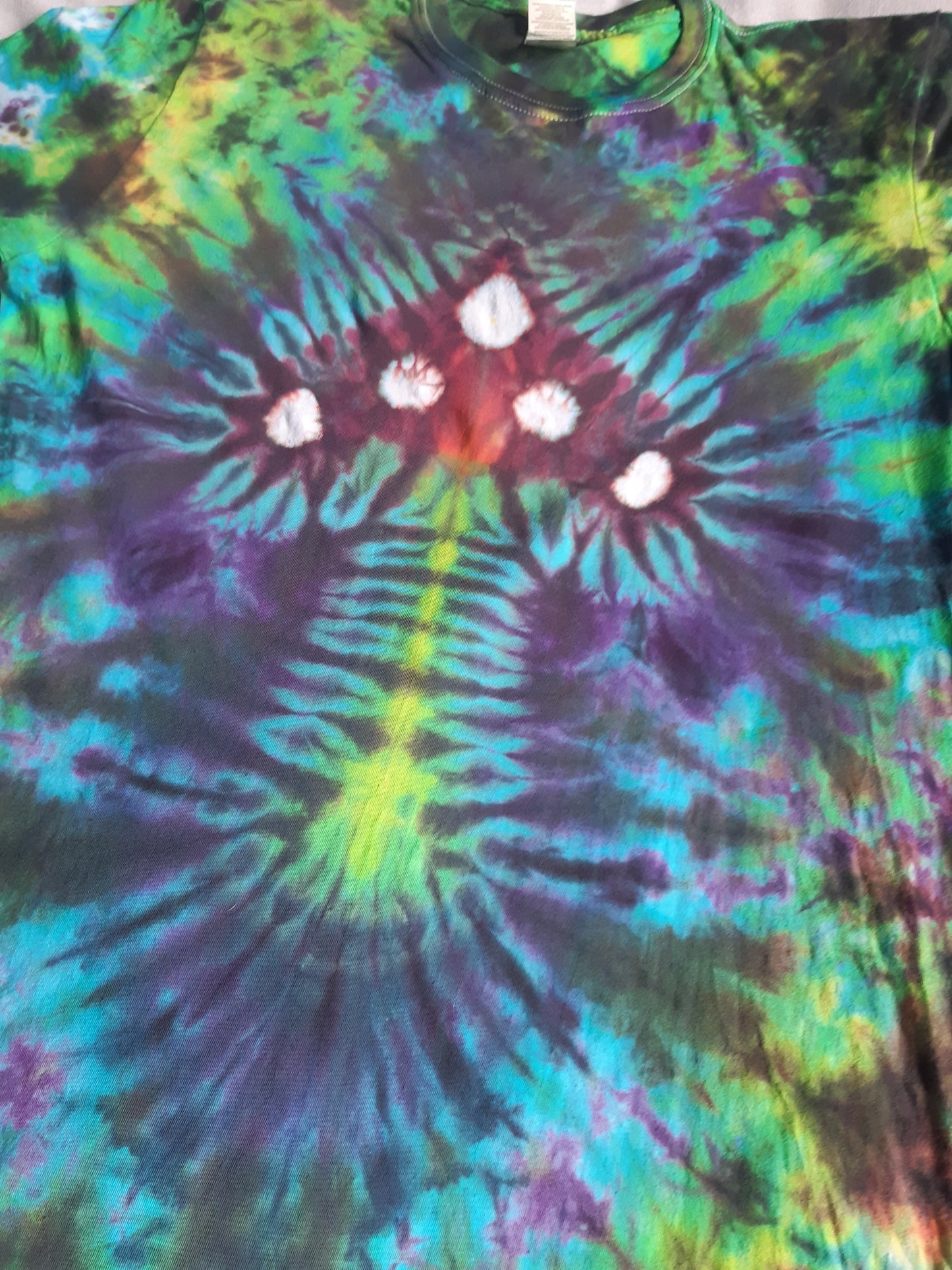 Tie Dye Magic Mushroom T Shirt Dark Rainbow handmade unique fairy UNISEX S-5XL
