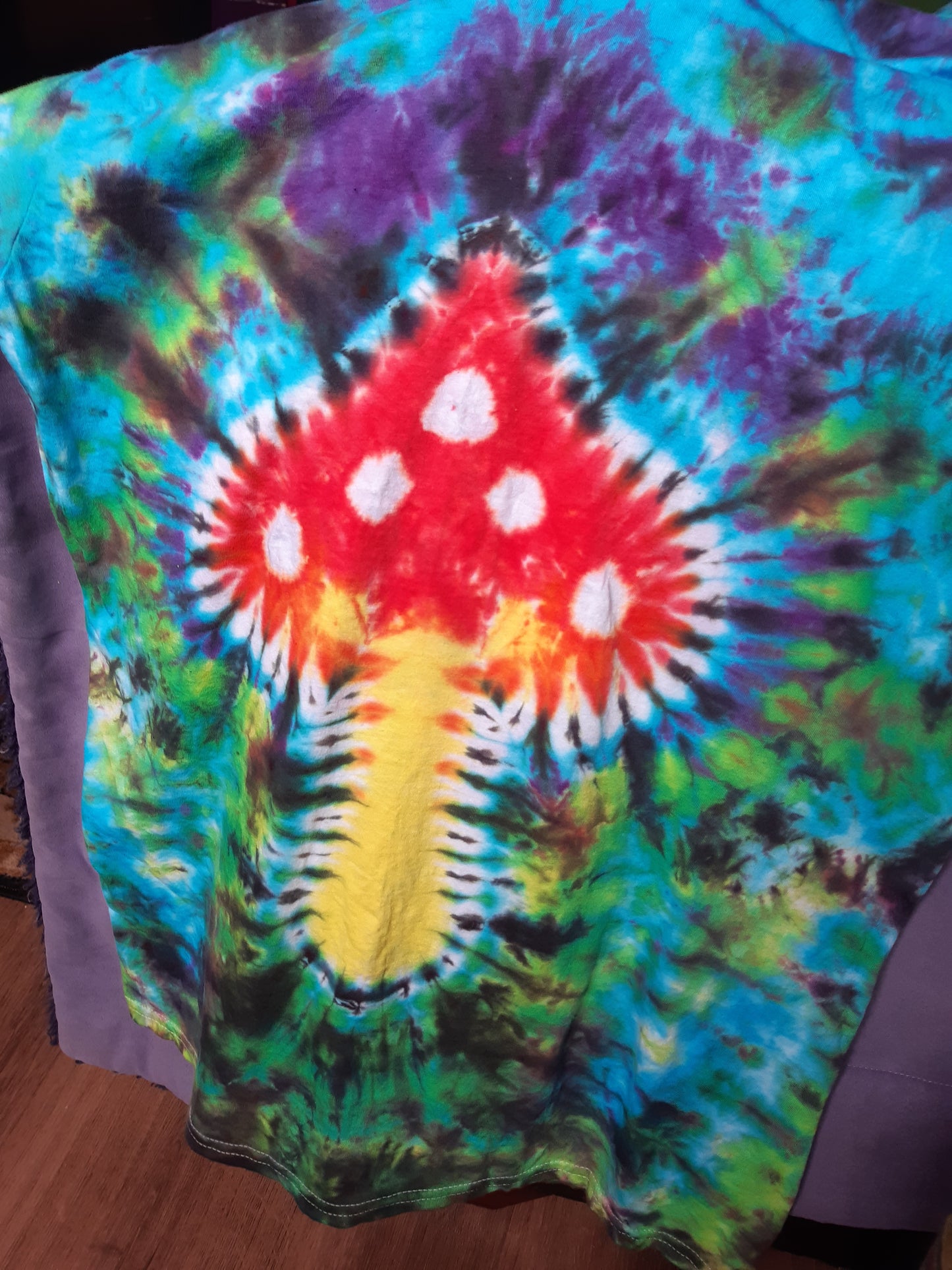 Tie Dye Magic Mushroom T Shirt Dark Rainbow handmade unique fairy UNISEX S-5XL