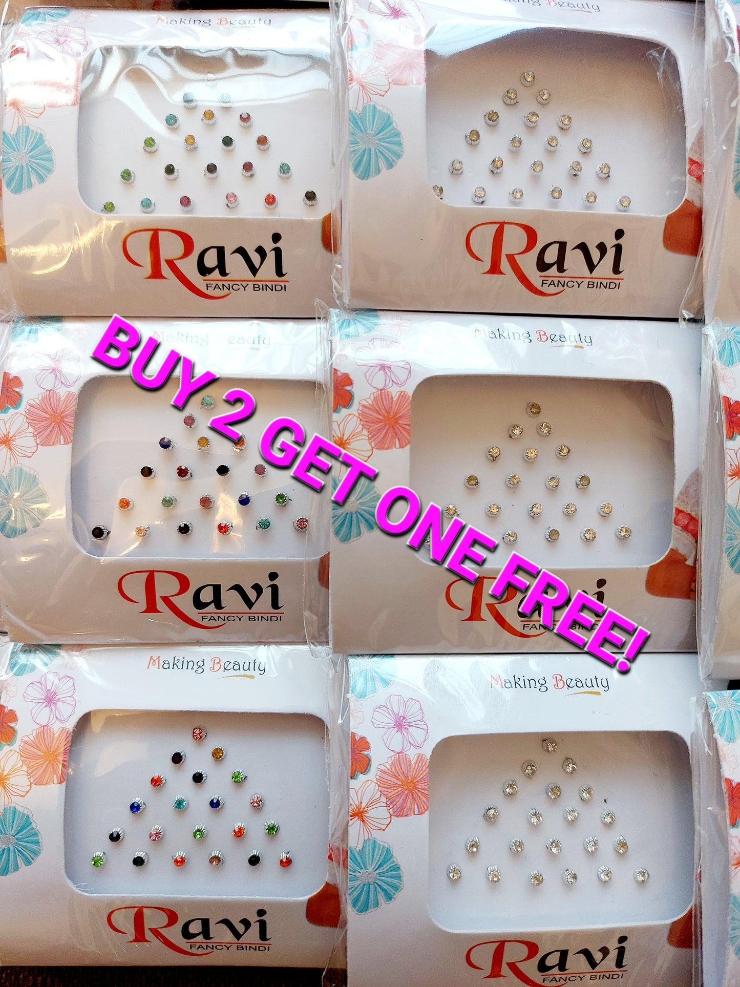 Rhinestone Crystal Bindi pack self stick festival face sticker dots fake nose stud multi colours or white