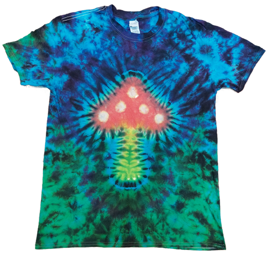 Tie Dye Magic Mushroom T Shirt Blue Green handmade unique fairy UNISEX S-5XL