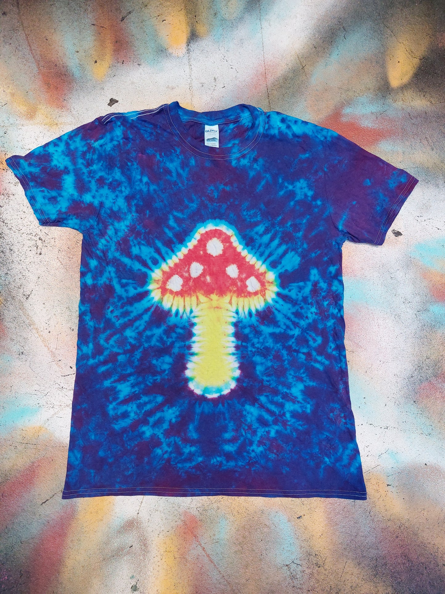 Tie Dye Magic Mushroom T Shirt Purple Blue handmade unique fairy UNISEX S-5XL