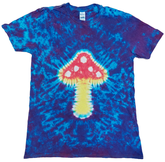 Tie Dye Magic Mushroom T Shirt Purple Blue handmade unique fairy UNISEX S-5XL