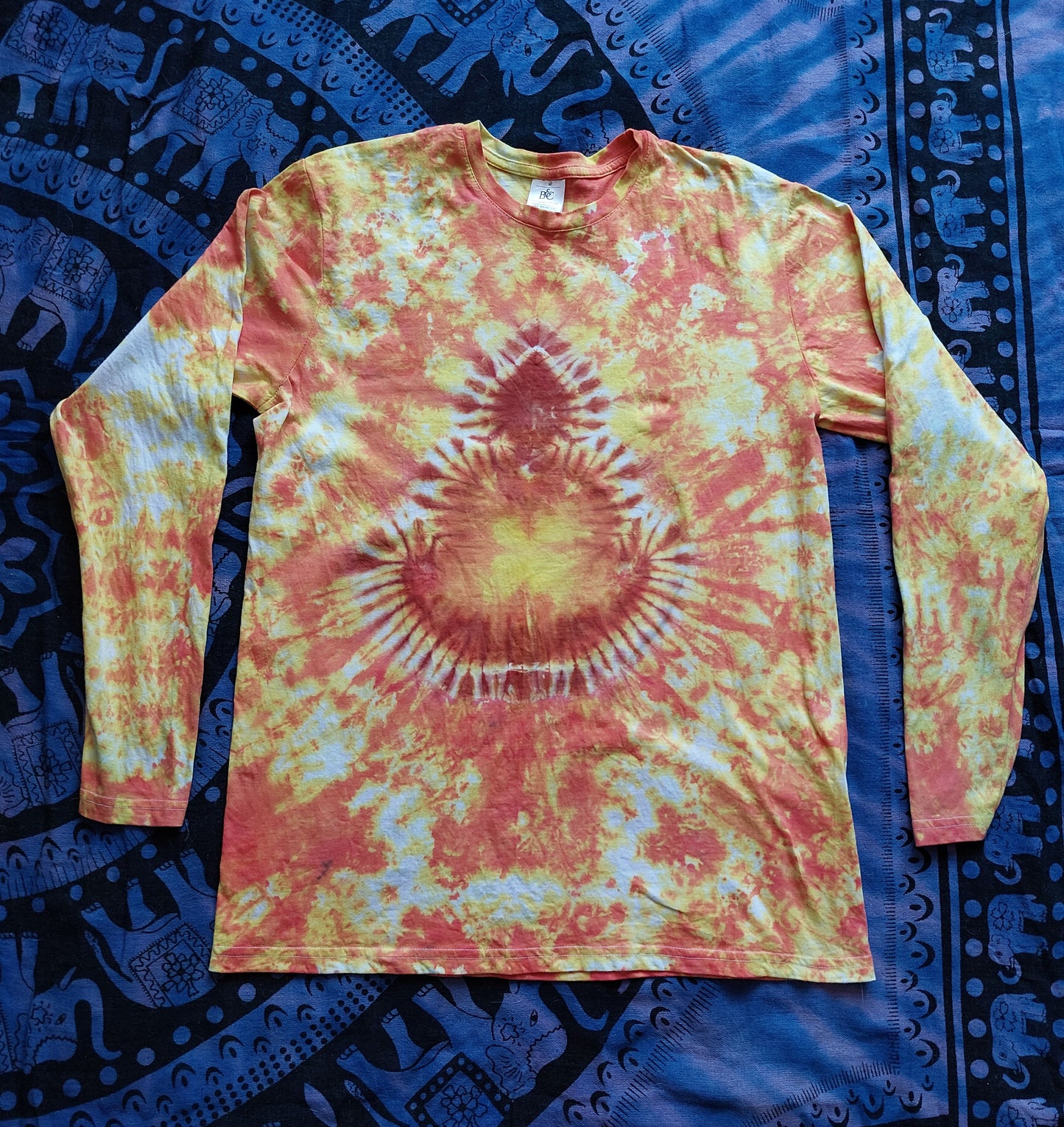 Tie Dye Buddha chakra long sleeve T shirt Orange
