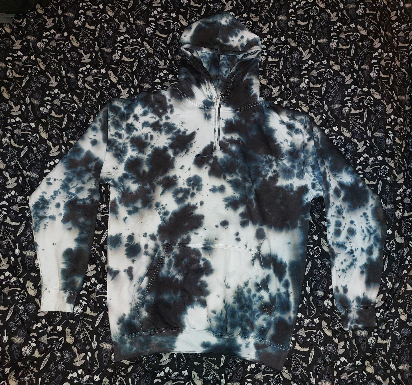 Tie Dye black & white monochrome hoodie UNISEX XS-5XL