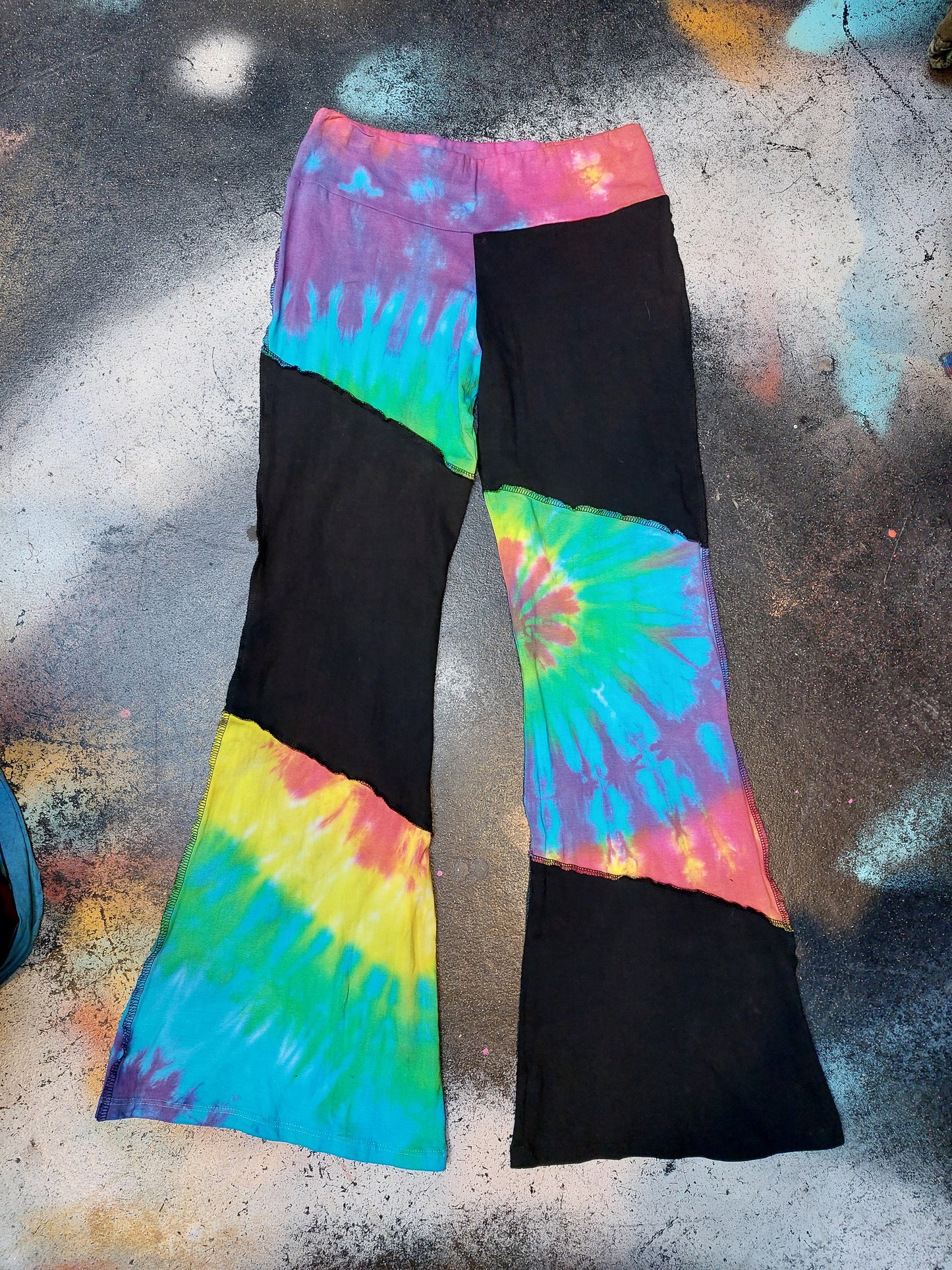 Tie Dye Psychedelic Handmade Hippy Flares Leggings Yoga pants custom design