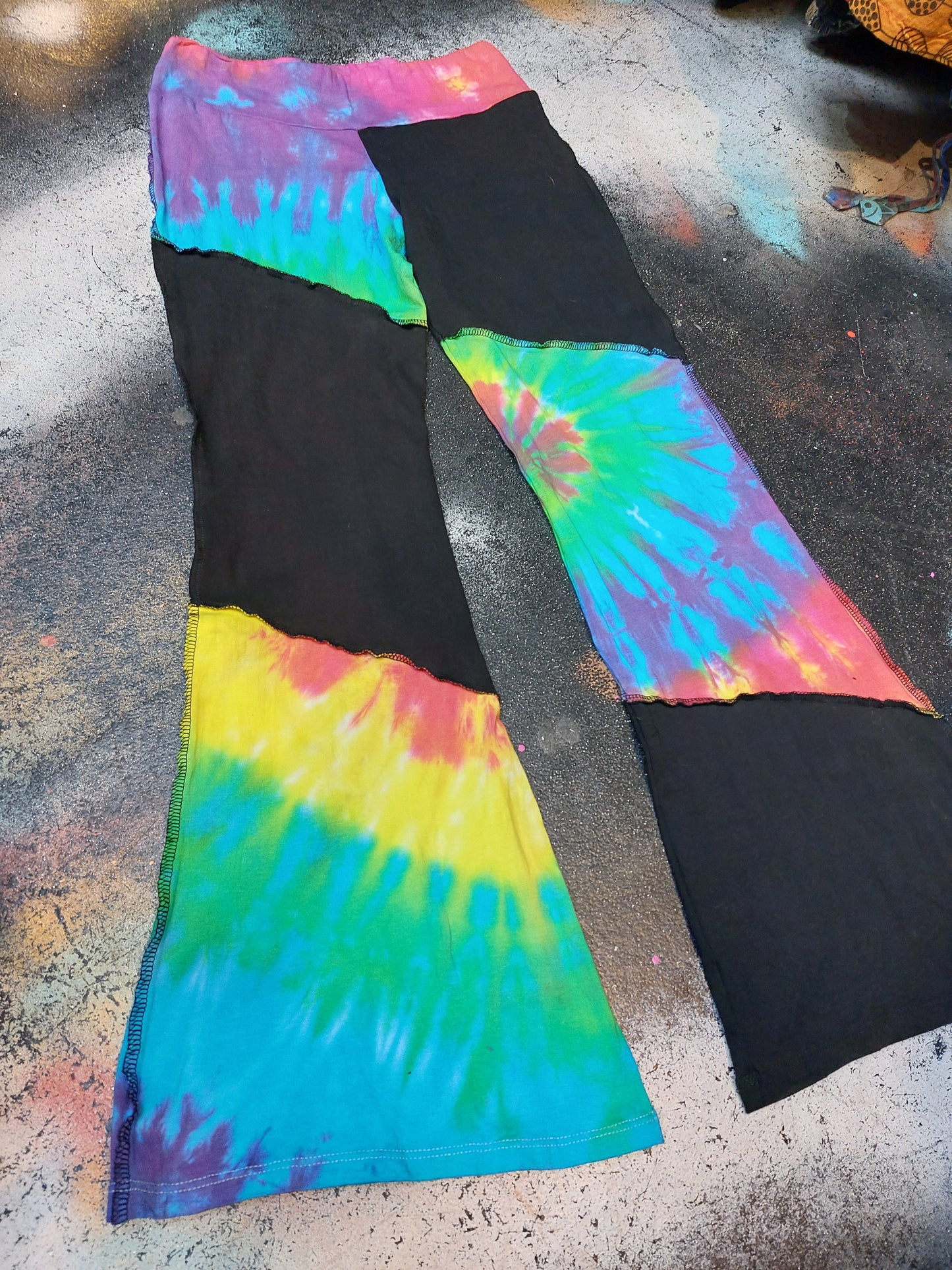 Tie Dye Psychedelic Handmade Hippy Flares Leggings Yoga pants custom design