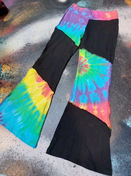 Tie Dye Psychedelic Handmade Hippy Flares Leggings Yoga pants custom design