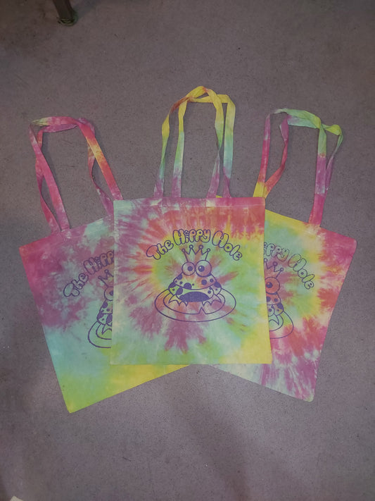 Handmade tie dye Pastel Rainbow Tote Shopping Canvas Bag