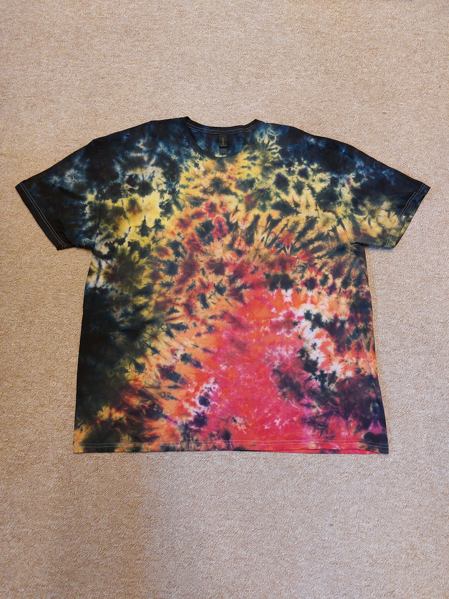 Tie Dye black fire scrunch T shirt UNISEX S-5XL