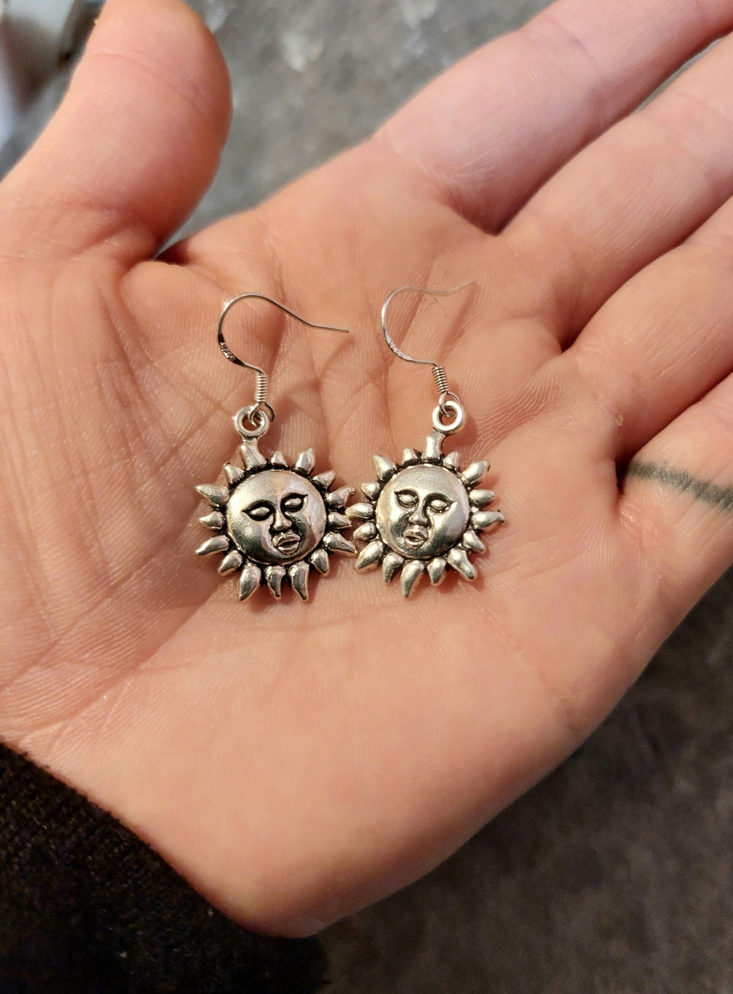 Sun face Charm earrings